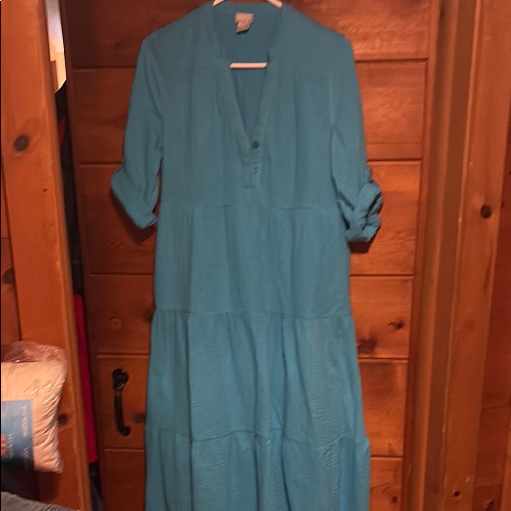 Chico's Turquoise Tiered Maxi Dress